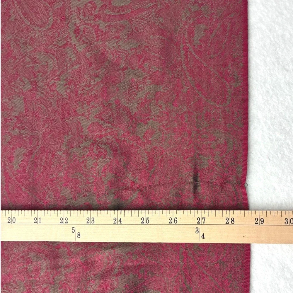 Italian Renaissance Jewel Tones Pashmina Scarf Shawl Fringe Trim Burgundy Brown
